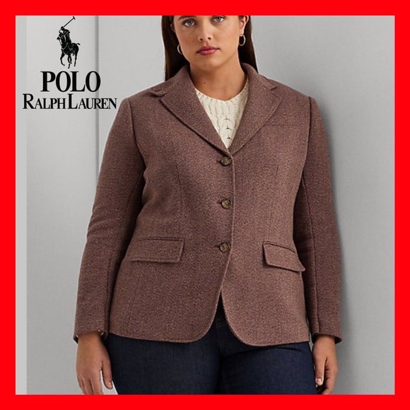 Lauren Ralph Lauren Herringbone Tweed Blazer Light Burgundy Multi